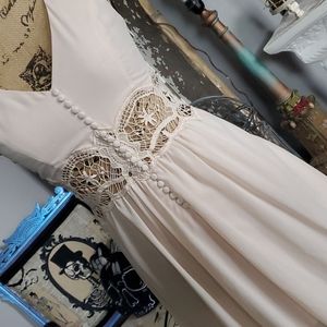 STUNNING off white button and crochet detail layered dress